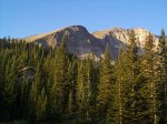 A clear view of the false summit (left) and East Mount Sopris (right).