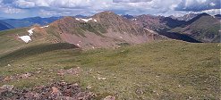 Looking back on the summit of Uneva Peak after traversing this long flat ridge.