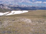 Bald Mountain dominates this photo looking west-southwest.  The the right of Bald Mountain is Quandry Peak and the Tenmile Range.  The Brekenridge ski area is also faintly visible in this photo (center right over the first ridge).